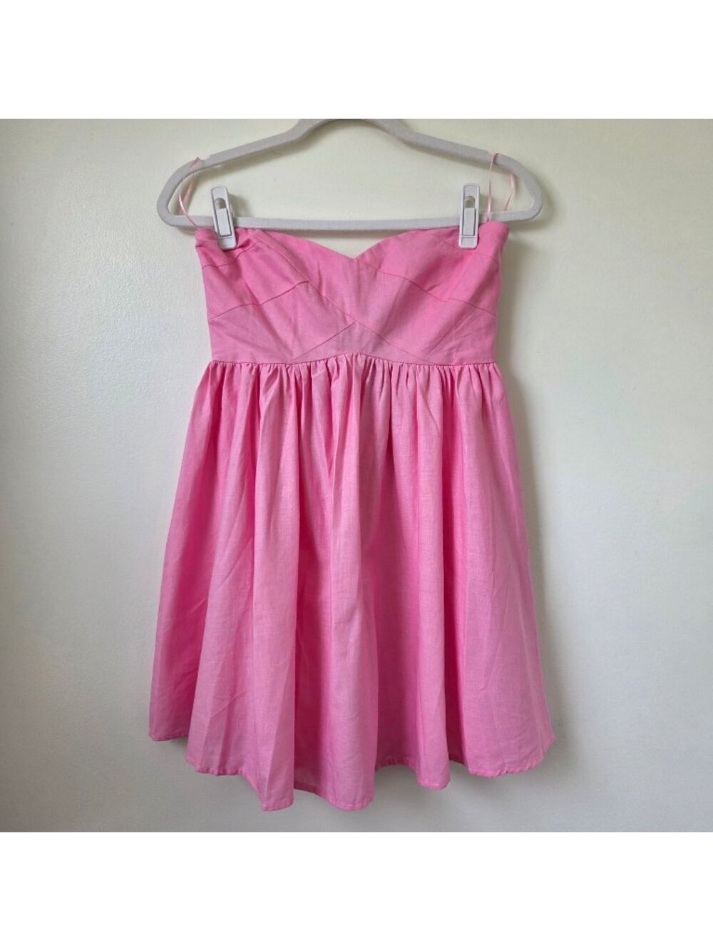 NWT Amalie by Showpo Strapless Pink Linen/Cotton Babydoll Dress Size 4